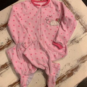 5T Girl Carter's Rubber Footed PJ One Piece Front Zipper Fleece